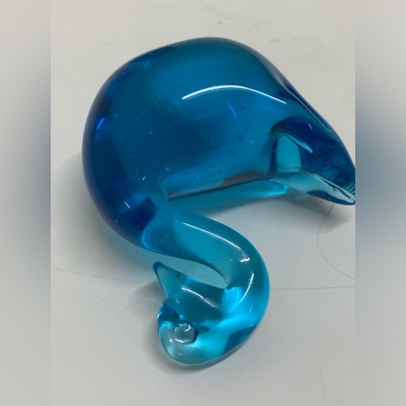Vintage Mid Century Clear Blue Pinched Blown Glass Art Swan Murano Paperweight - Picture 7 of 15